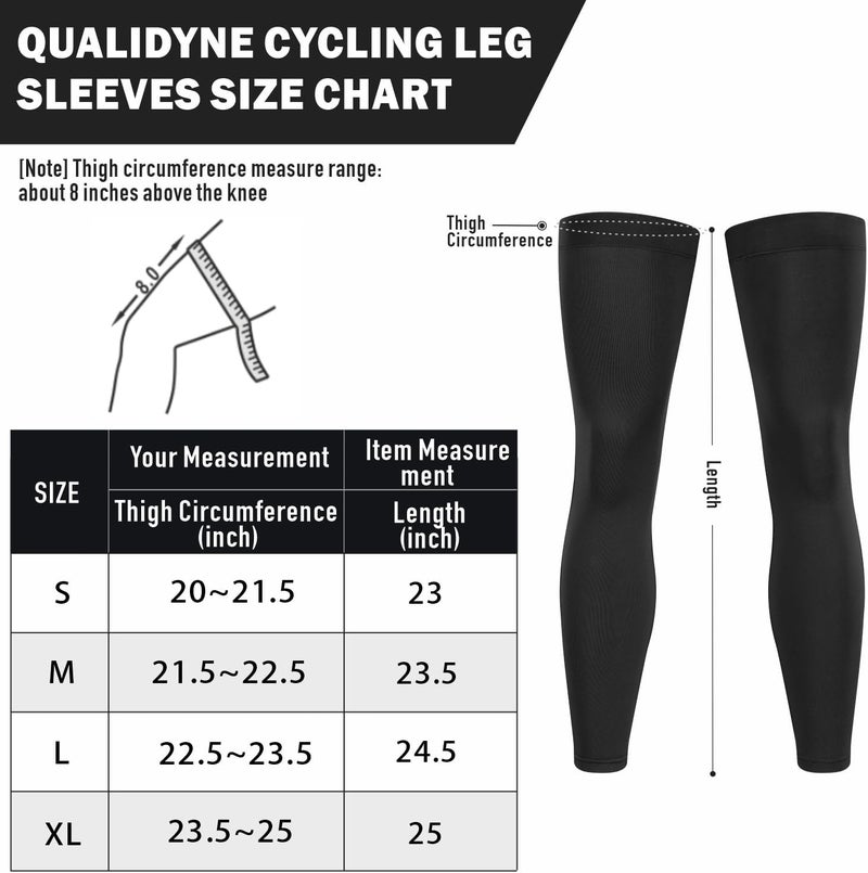 qualidyne Cycling Leg Warmers Fleece Lined Thermal Long Bike Leg Sleeves Bicycle Biking Leg Warmers. - Image 4